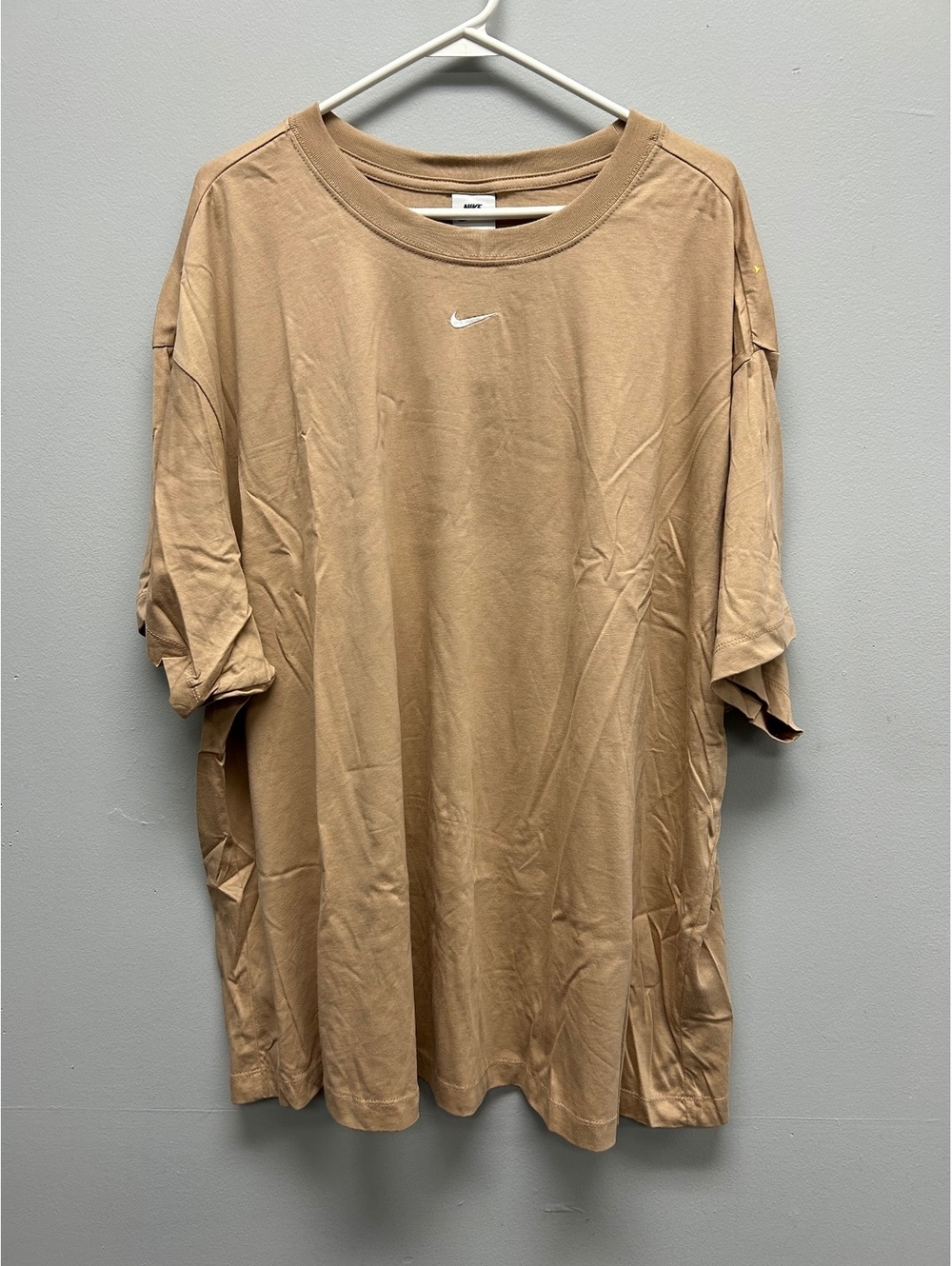 Nike Tan Cotton T-Shirt with White Swoosh Logo